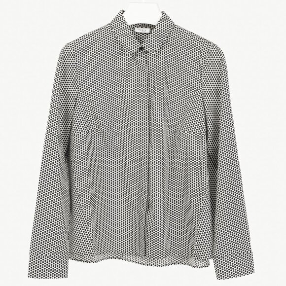 Akris Punto White & Black Polka-Dot Cotton Buttoned Shirt - Picture 1 of 9
